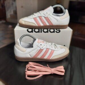 Adidas Samba 🚺 Women's Size 8 OG Cloud White Wonder Mauve Tan Gum JI2677 Shoes